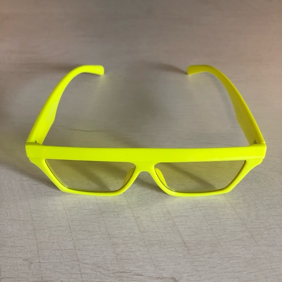 Neon Yellow Square Sunglasses Flat Top Gradient - Picture 3 of 7